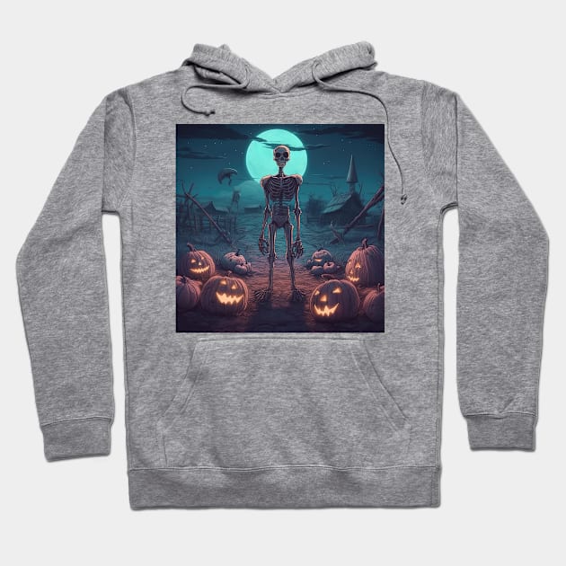 lonely skeleton during halloween Hoodie by Maverick Media